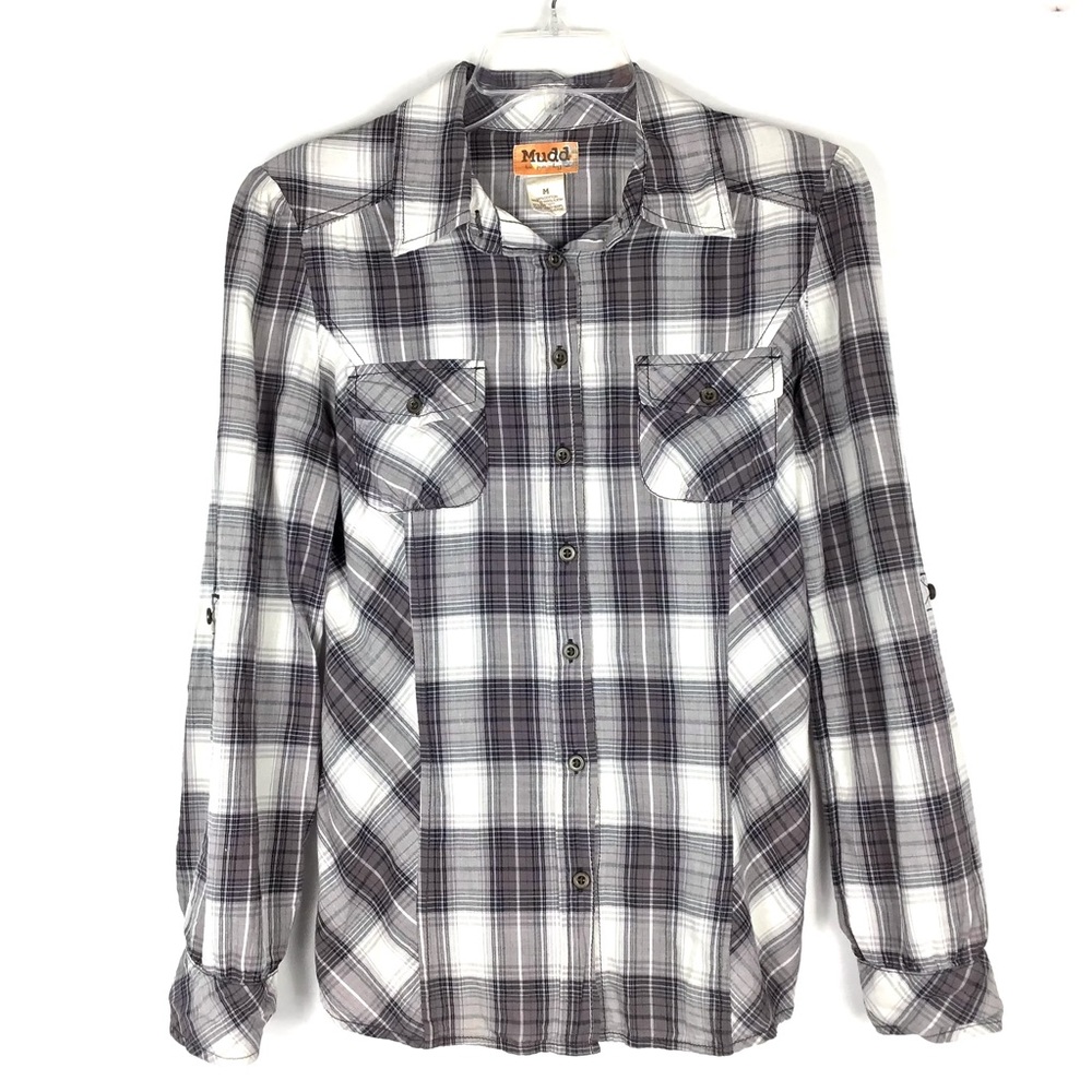 EUC MUDD Plaid Button Down Long Sleeve Shirt size M